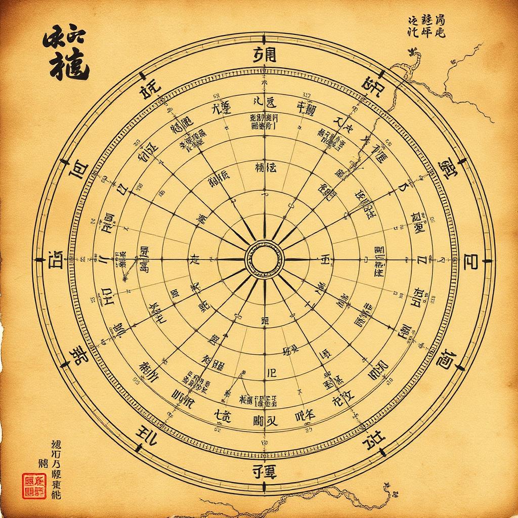 Ancient Chinese astronomical calendar chart with stems and branches