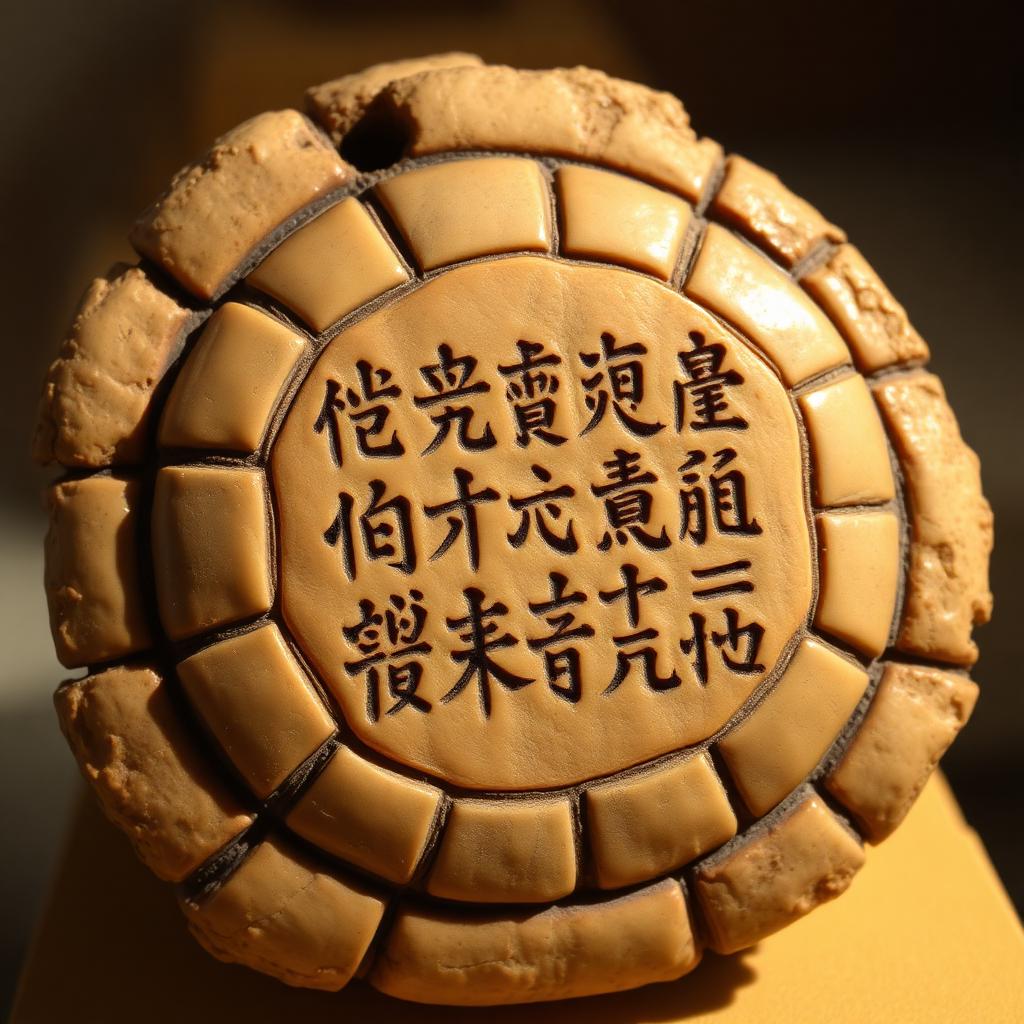 Ancient Chinese oracle bone carved with jiaguwen script