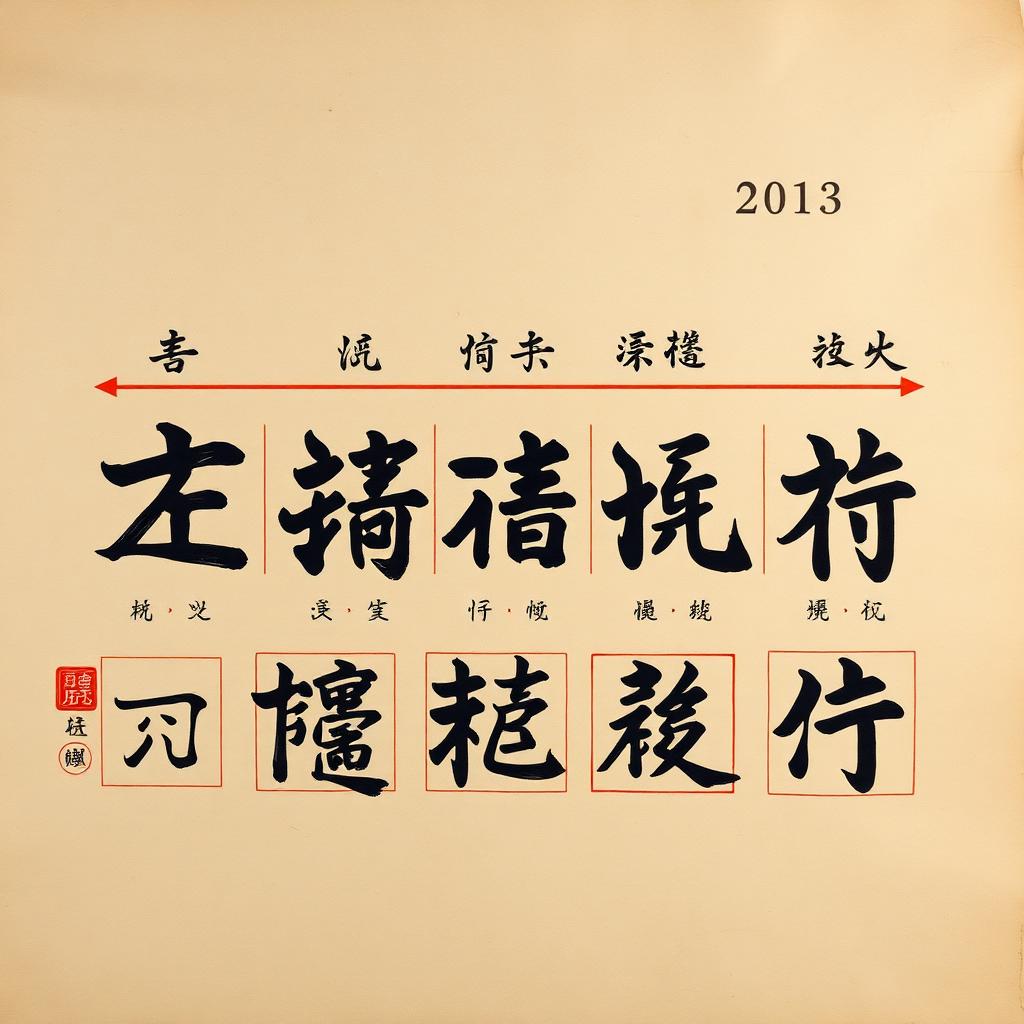 Chart showing evolution of a Chinese character across five script stages